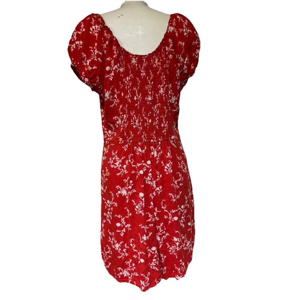 Abercrombie Fitch Floral Dress Puff Sleeves Smocking Peasant Milkmaid Dress XL - Picture 9 of 12